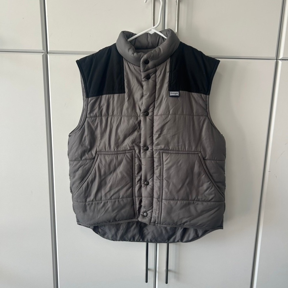 Remington Outdoor Clothing Puffer Vest Mens Large Gray Black Ripstop W120-89 USA